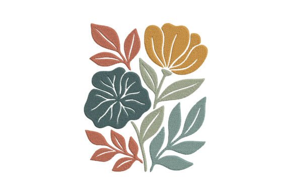 Abstract Floral Embroidery Design for Modern Projects