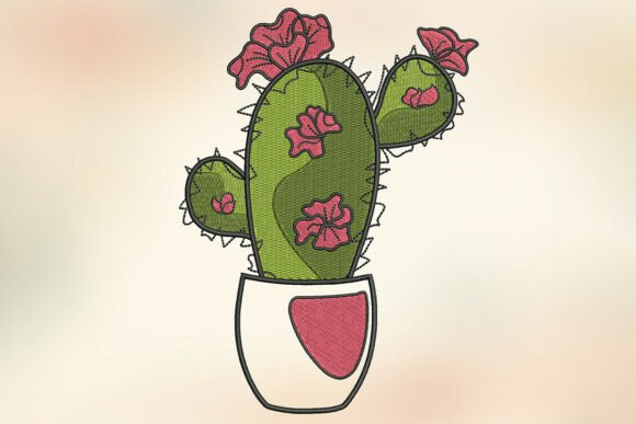 Blooming Cactus Embroidery Design: A Festive Touch