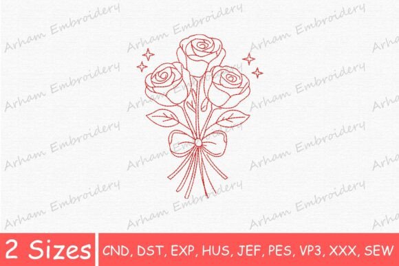 Charming Beautiful Rose Bouquet Embroidery