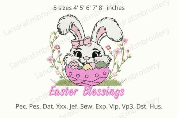 Charming Easter Blessings Bunny Embroidery