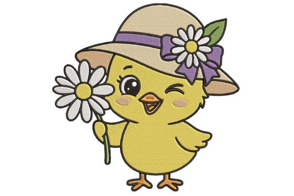 Charming Funny Chick Embroidery Design