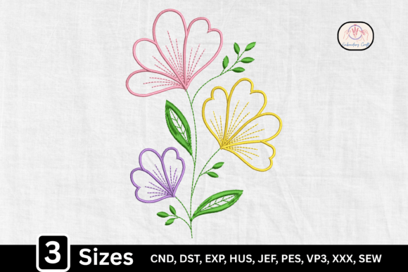 Charming Whimsical Line Art Flower Design