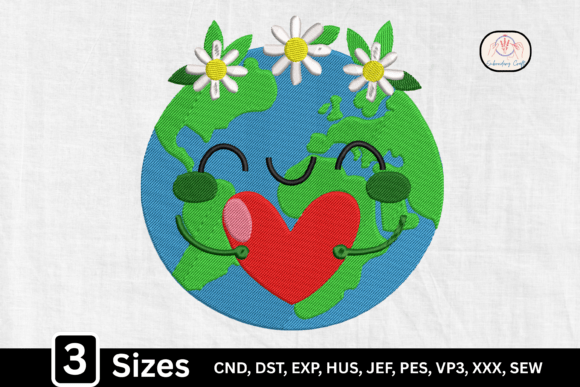 Cute Groovy Floral Kawaii Earth Globe