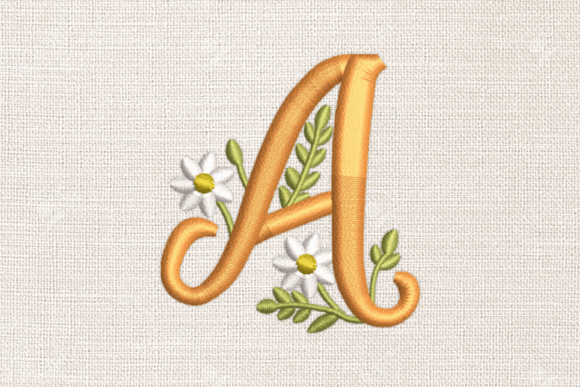Elegance in Embroidery: The Letter a is Feathered and Leafy