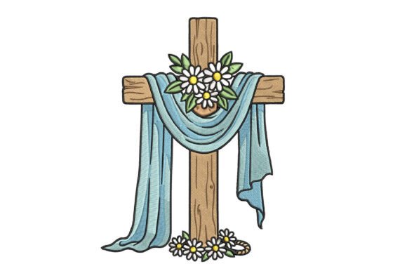 Elegant Floral Cross Embroidery Design