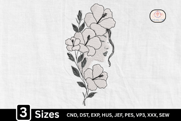 Elegant Hibiscus Portrait Floral Woman Face