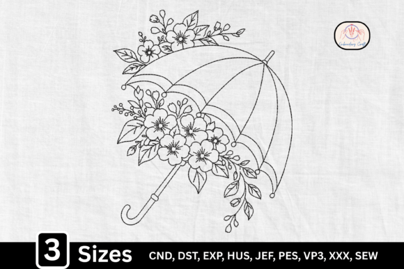 Elegant Line Art Spring Flower Umbrella
