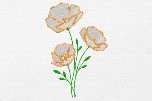 Elegant Poppy Flower Embroidery for Business