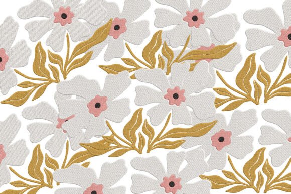 Elegant White Flower Embroidery Design for Business