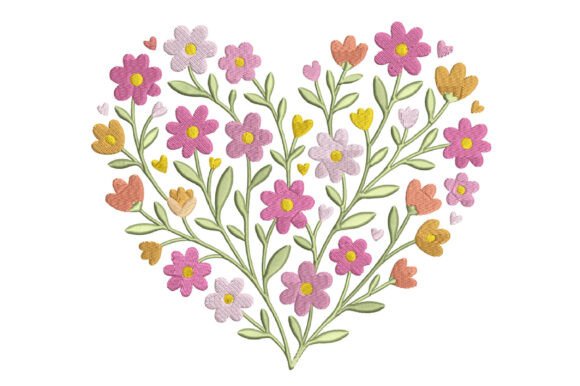 Floral Heart Embroidery Design: A Touch of Elegance