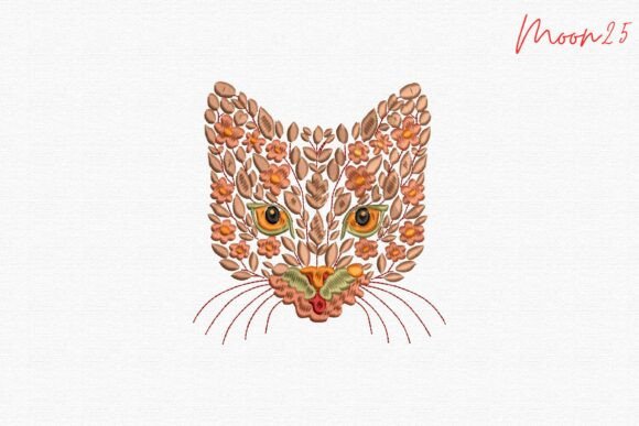 Floral Leopard Face: A Unique Embroidery Applique