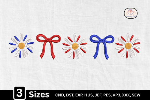 Patriotic Daisy Bow for 4th of July Apparel