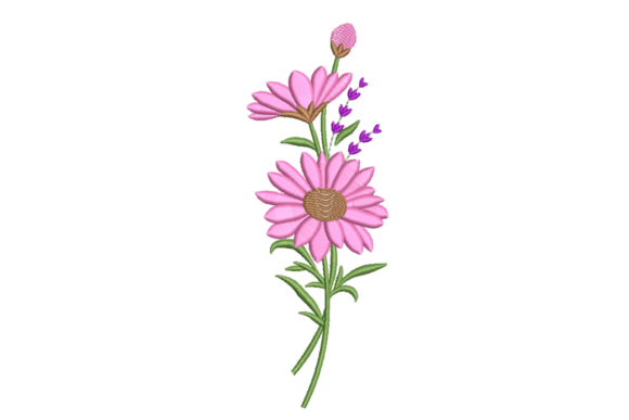 Pink Daisy Spray: A Delicate Touch for Your Embroidery