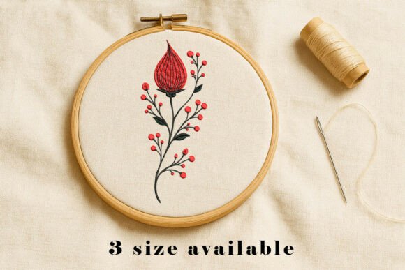 Review: Red Floral Botanical Embroidery Design