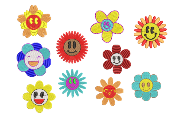 Smiling Flower Embroidery for Cozy Apparel