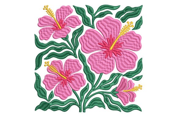 Tropical Hibiscus Embroidery Design for Business
