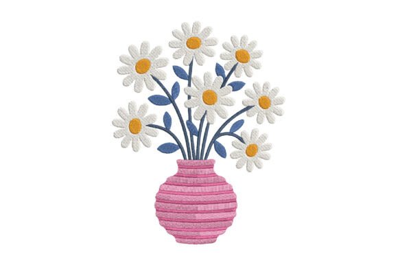 White Daisy Bouquet: A Charming Embroidery Design