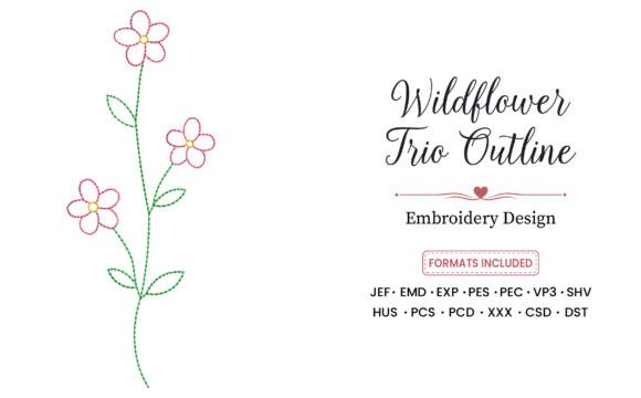 Wildflower Trio Outline for Apparel